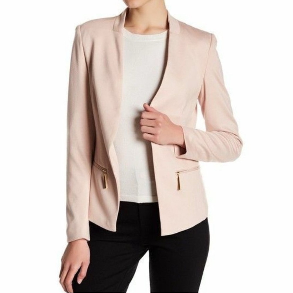 Carmen Marc Valvo Pink Blazer Elegant Suit Jacket
